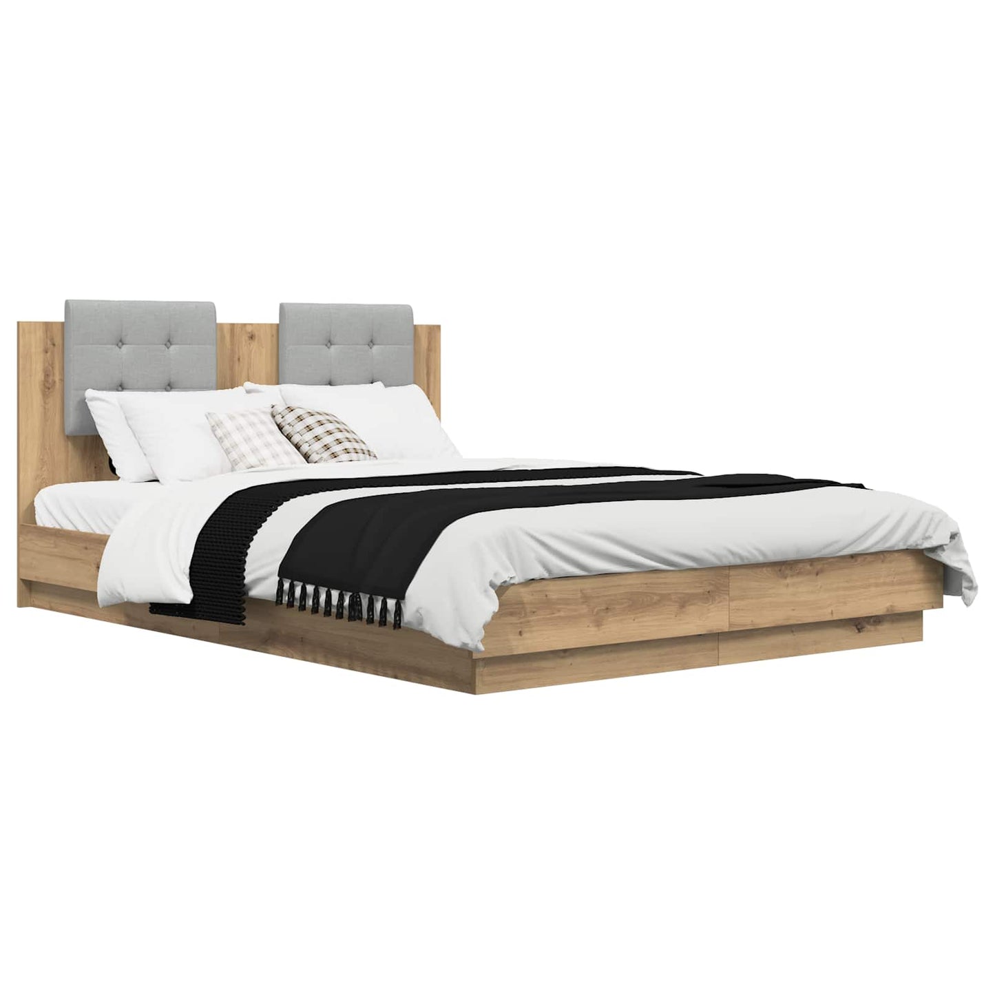 Bed Frame with Headboard Artisan Oak 160 x 200 cm