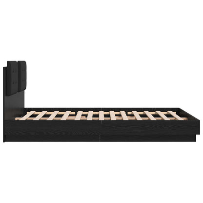 Bed Frame with Headboard Black Oak 150 x 200 cm Engineered Wood