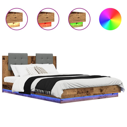 Bed Frame with Headboard Old Wood 140 x 200 cm Engineered Wood