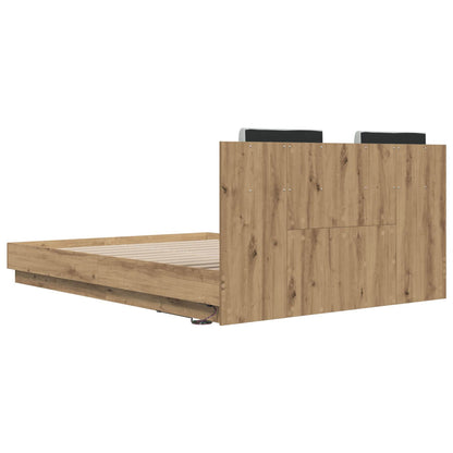 Bed Frame with Headboard Artisan Oak 140 x 200 cm