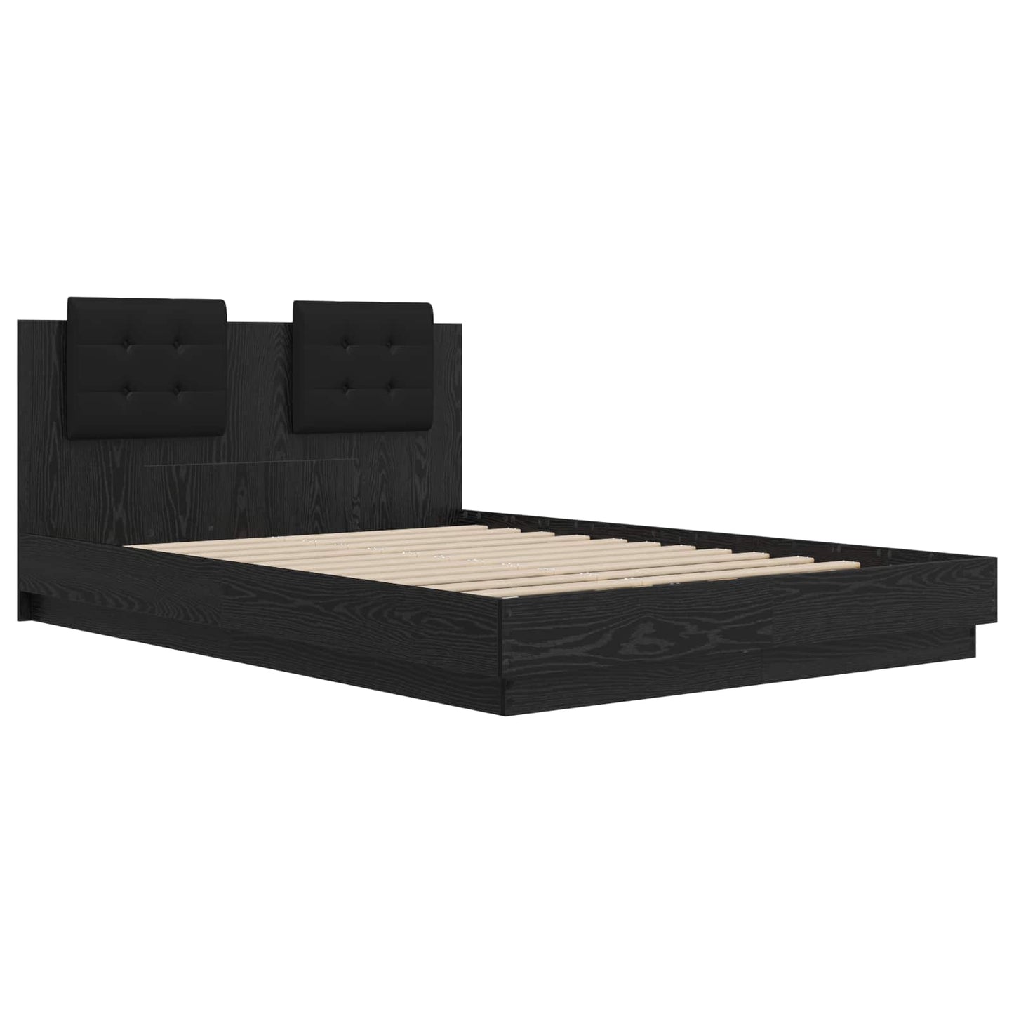 Bed Frame with Headboard Black Oak 140 x 200 cm Engineered Wood