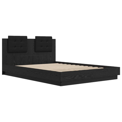 Bed Frame with Headboard Black Oak 140 x 200 cm Engineered Wood