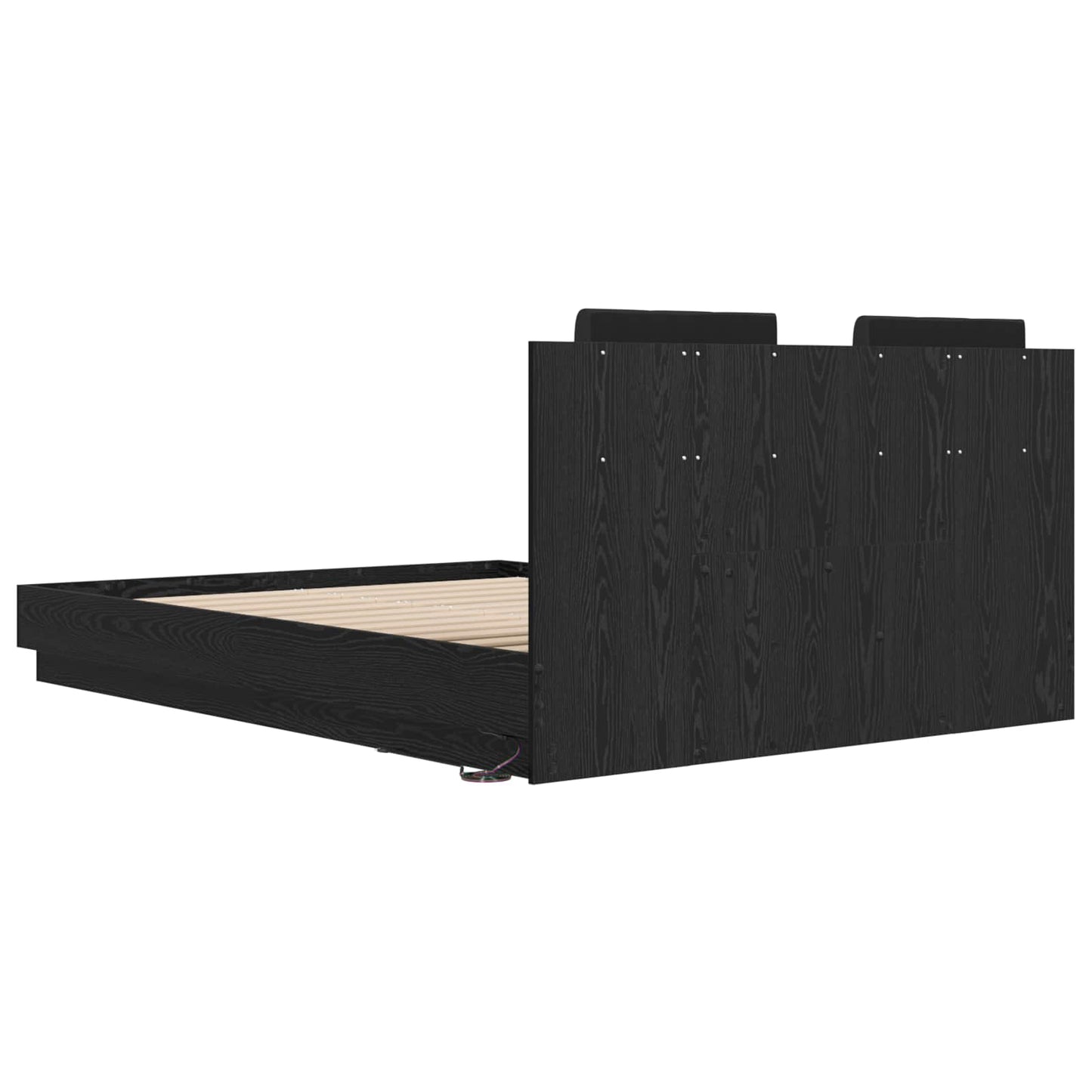 Bed Frame with Headboard Black Oak 140 x 200 cm Engineered Wood