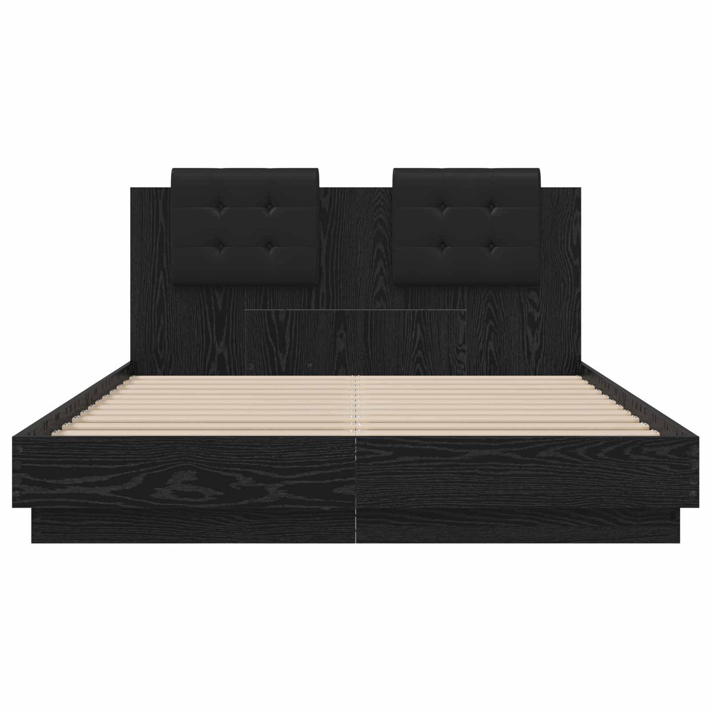 Bed Frame with Headboard Black Oak 140 x 200 cm Engineered Wood