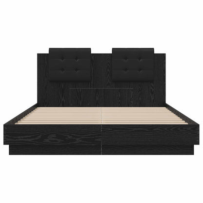 Bed Frame with Headboard Black Oak 140 x 200 cm Engineered Wood