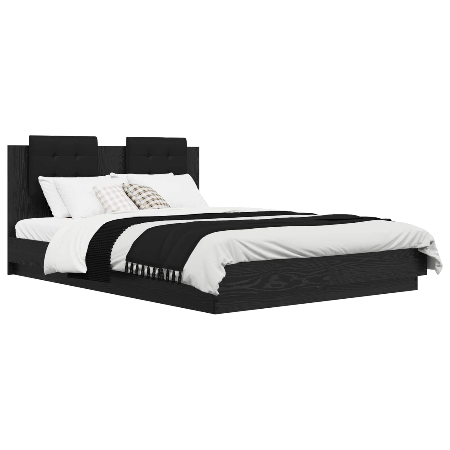 Bed Frame with Headboard Black Oak 140 x 200 cm Engineered Wood