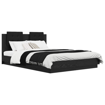 Bed Frame with Headboard Black Oak 140 x 200 cm Engineered Wood