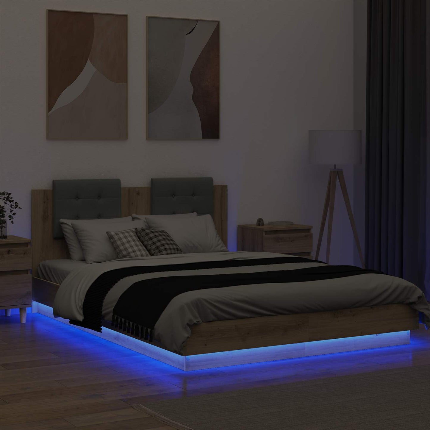 Bed Frame with Headboard Artisan Oak 120 x 200 cm