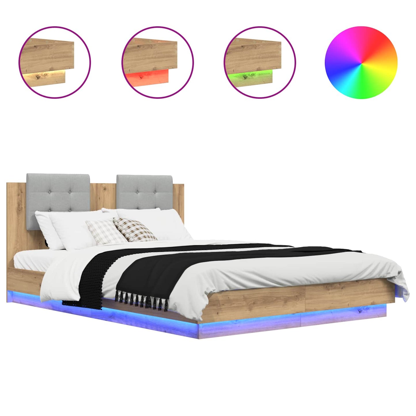 Bed Frame with Headboard Artisan Oak 120 x 200 cm