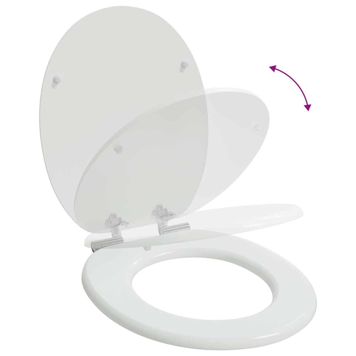 Soft-Close Toilet Seat 2 pcs White 44 x 38 cm MDF board