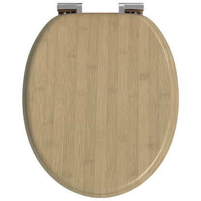 Soft-Close Toilet Seat 2 pcs Light Bamboo Color 44 x 38 cm