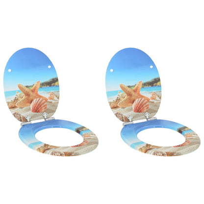 Soft-Close Toilet Seat 2 pcs Sea Muschel 44 x 38 cm MDF board