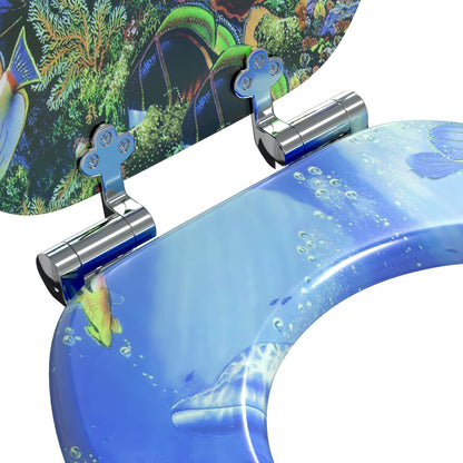 Toilet Seat 2 pcs Blue 44 x 38 cm MDF board