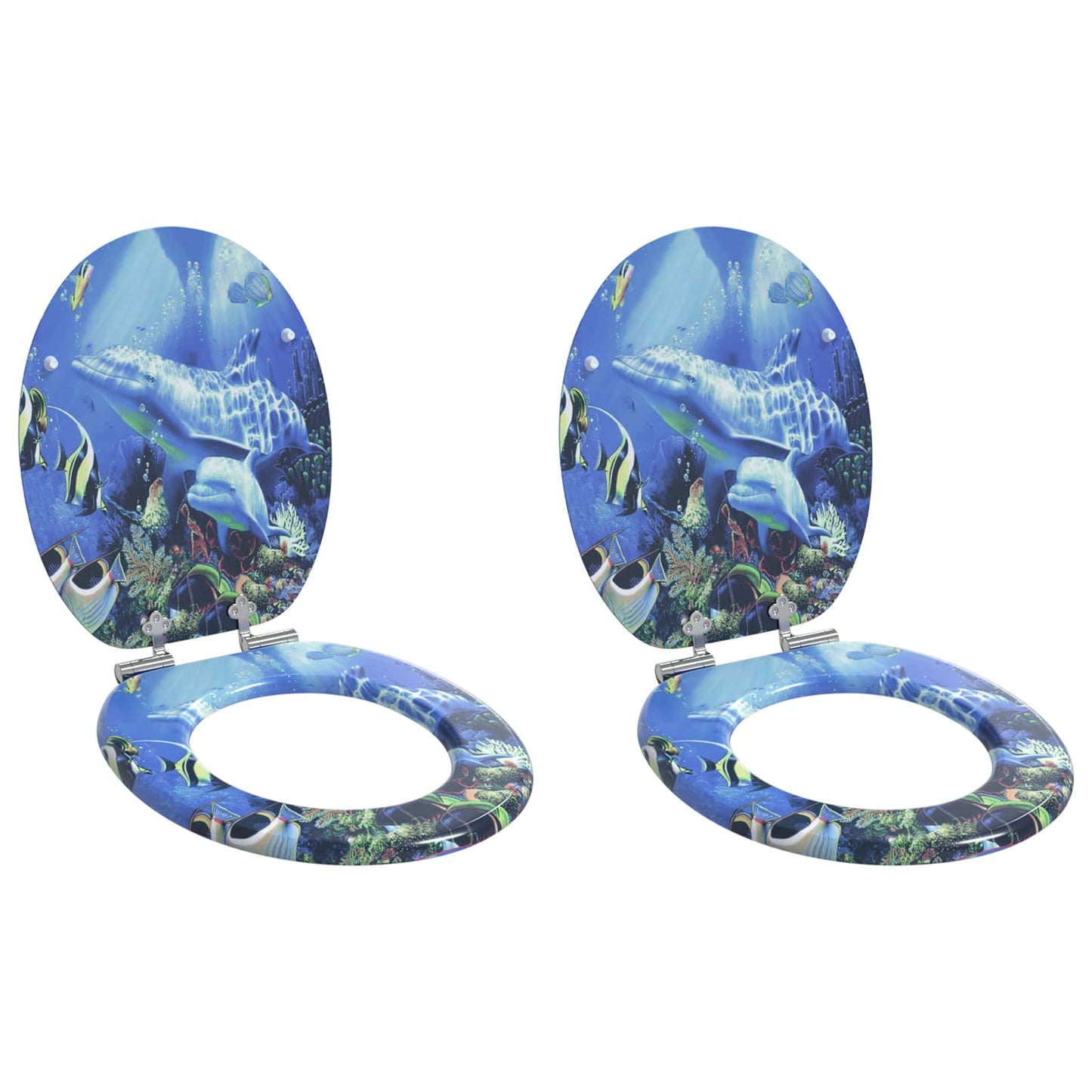 Toilet Seat 2 pcs Blue 44 x 38 cm MDF board