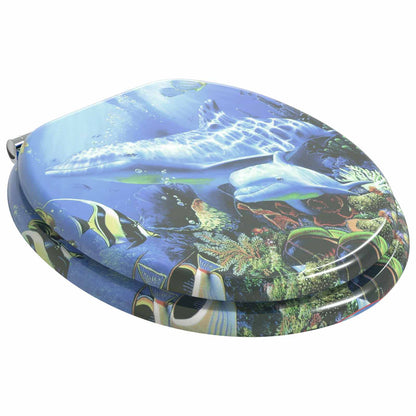 Toilet Seat 2 pcs Blue 44 x 38 cm MDF board