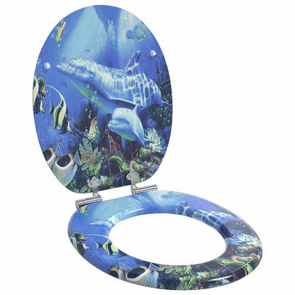 Toilet Seat 2 pcs Blue 44 x 38 cm MDF board