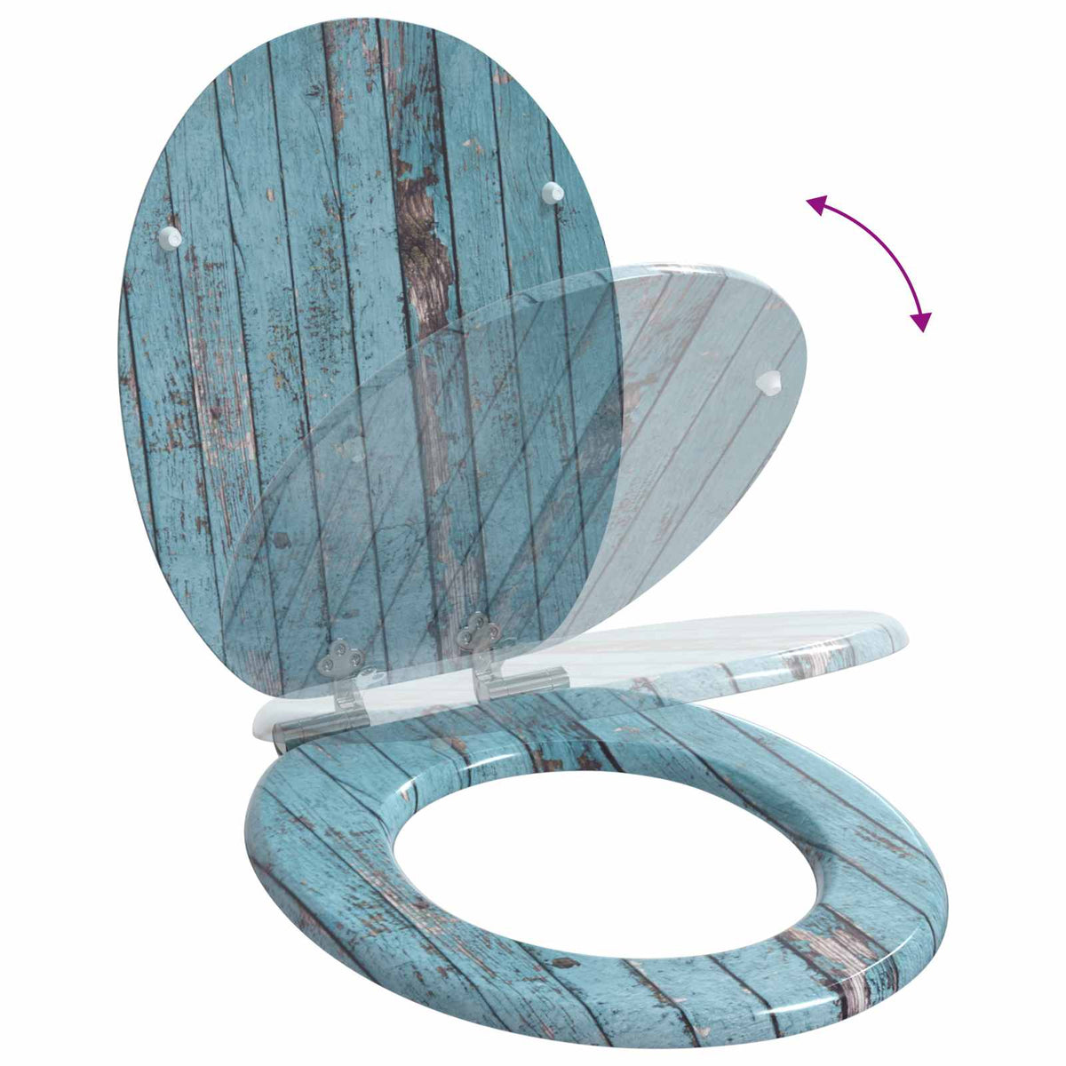 Soft-Close Toilet Seat 2 pcs Blue 44 x 38 cm MDF board