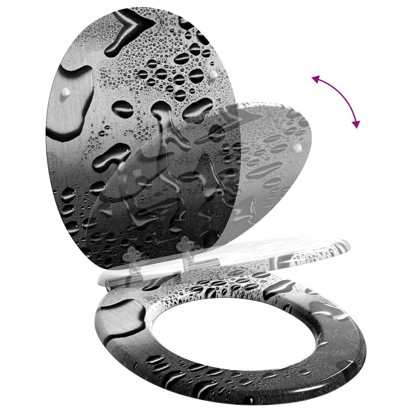 Toilet Seat 2 pcs Grey 44 x 38 cm MDF board