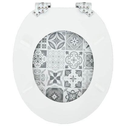 Soft-Close Toilet Seat 2 pcs Blue and White Porcelain MDF board