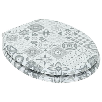 Soft-Close Toilet Seat 2 pcs Blue and White Porcelain MDF board