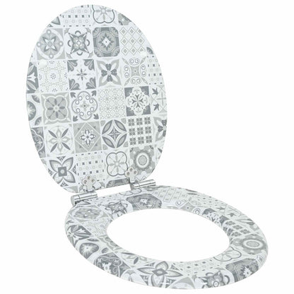 Soft-Close Toilet Seat 2 pcs Blue and White Porcelain MDF board