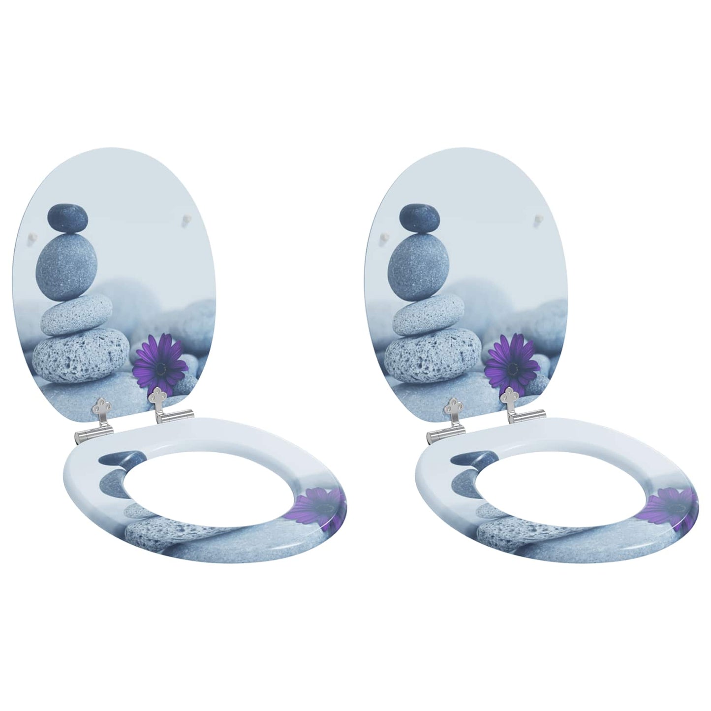 Toilet Seat 2 pcs Grey 44 x 38 cm MDF board