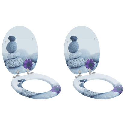 Toilet Seat 2 pcs Grey 44 x 38 cm MDF board