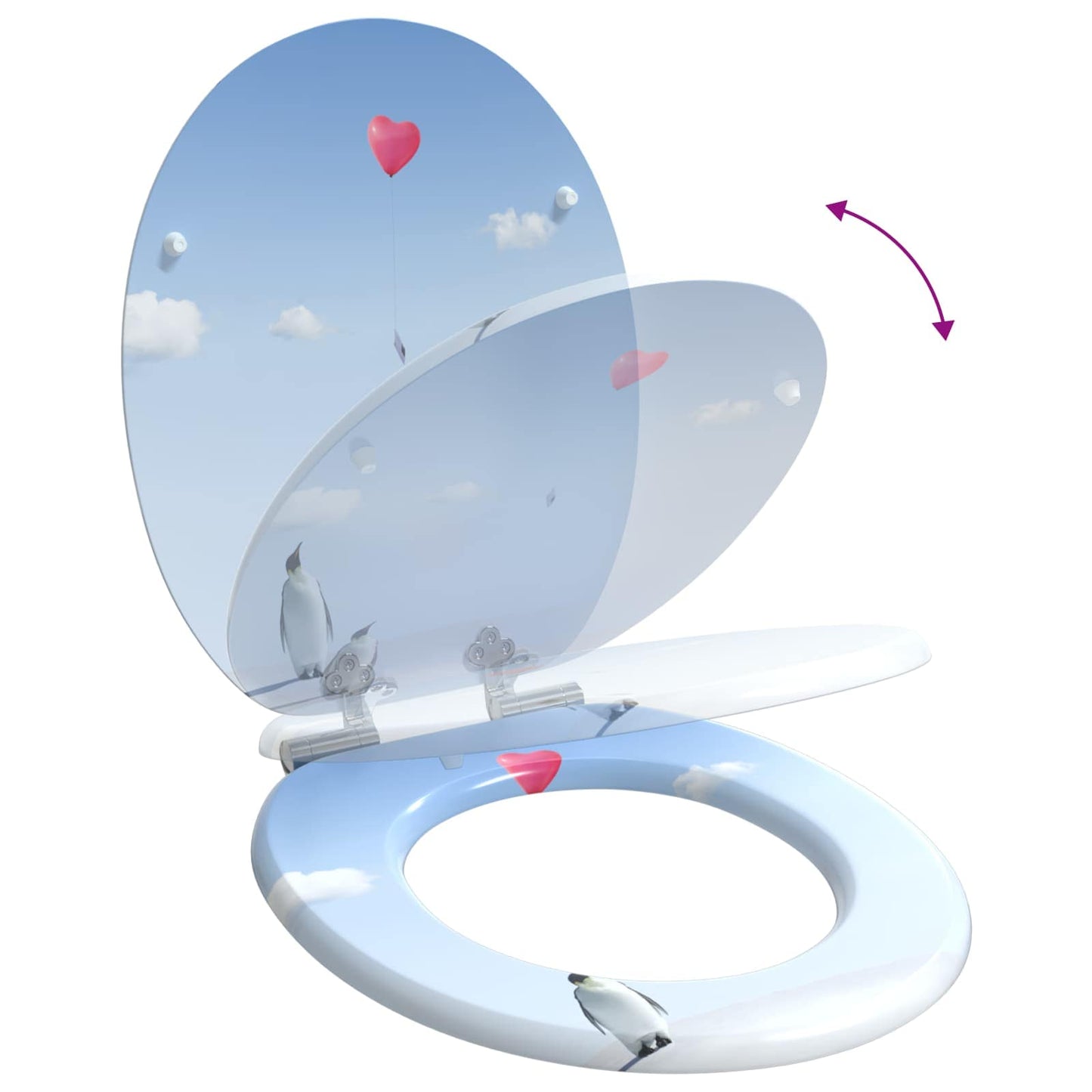 Soft-Close Toilet Seat 2 pcs Blue 44 x 38 cm MDF board