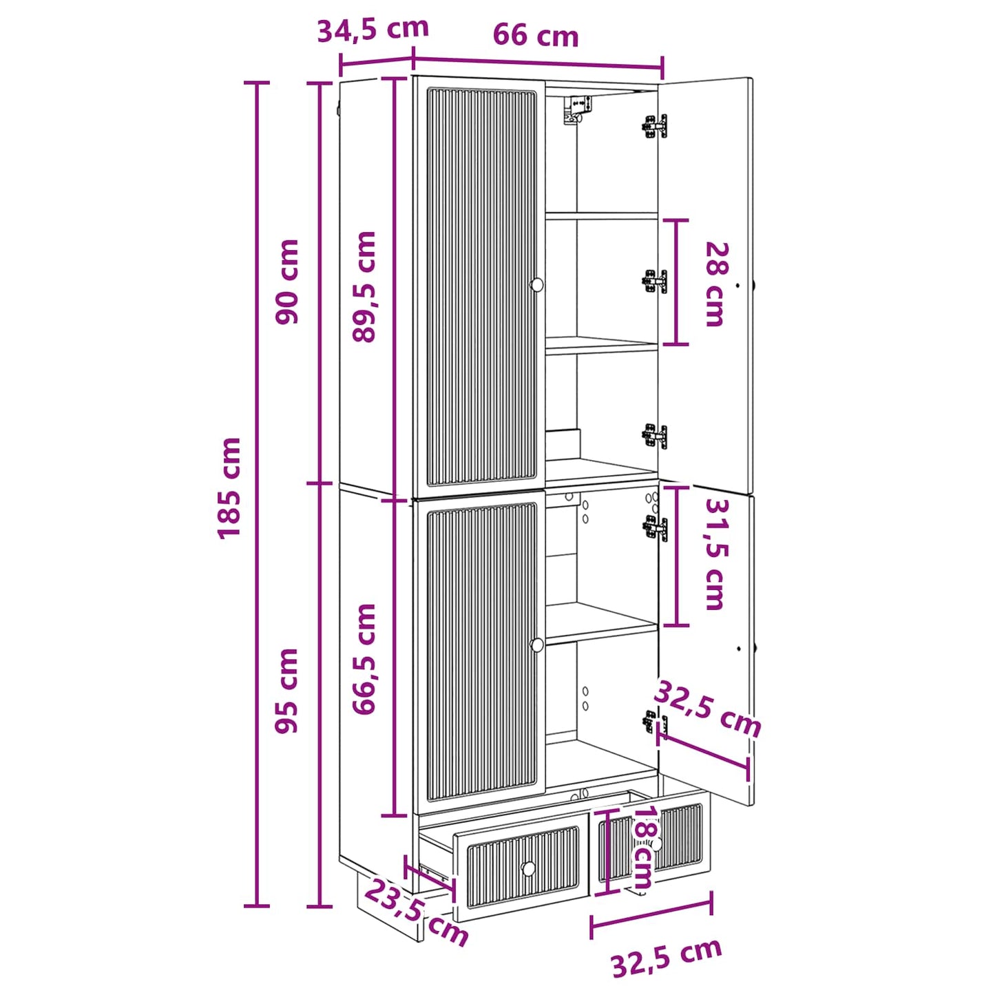 Cabinet Set 2 pcs Sonoma Oak 66 x 34.5 x 95 cm Engineered Wood