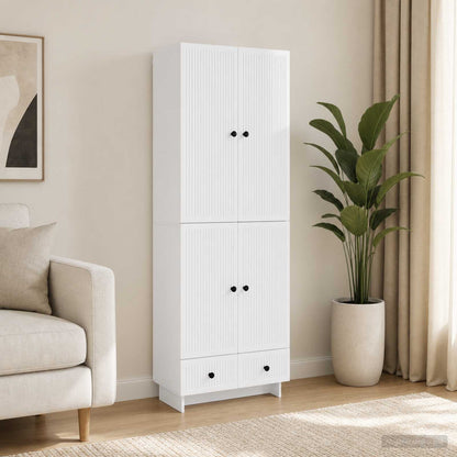 Cabinet Set 2 pcs High Gloss White Engineered Wood