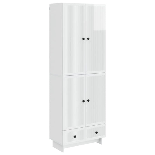 Cabinet Set 2 pcs High Gloss White Engineered Wood