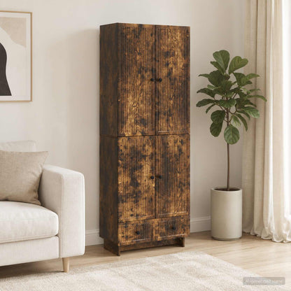 Cabinet Set 2 pcs Smoked Oak Engineered Wood