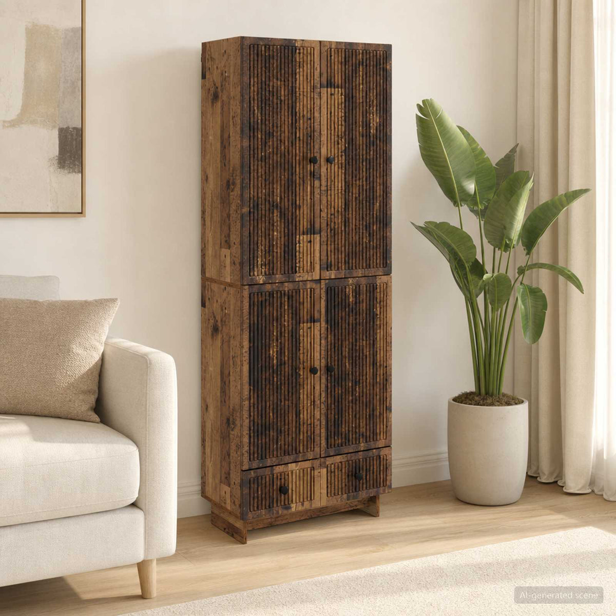Cabinet Set 2 pcs Old Wood Engineered Wood