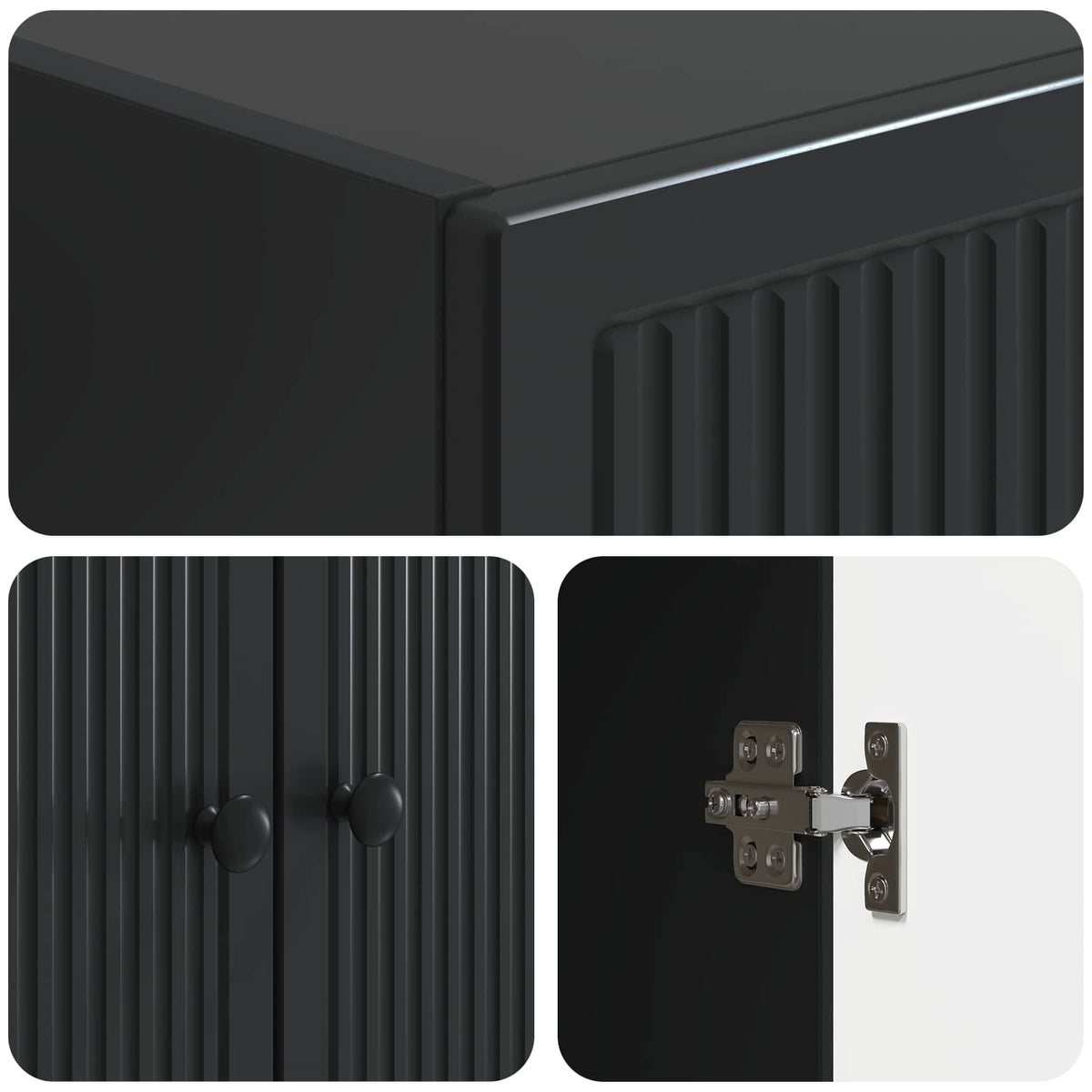 Cabinet Set 2 pcs Black Engineered Wood