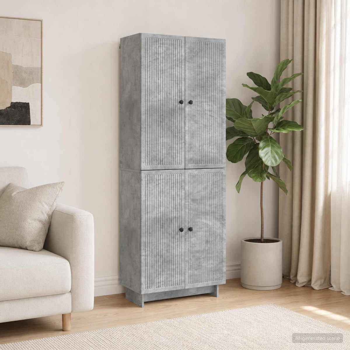Cabinet Set 2 pcs Concrete Grey Engineered Wood