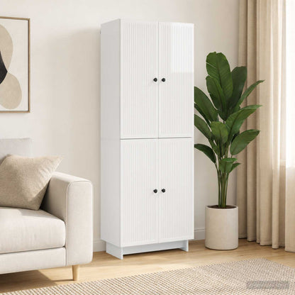 Cabinet Set 2 pcs High Gloss White Engineered Wood