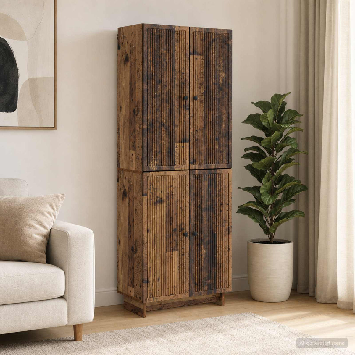 Cabinet Set 2 pcs Old Wood Engineered Wood