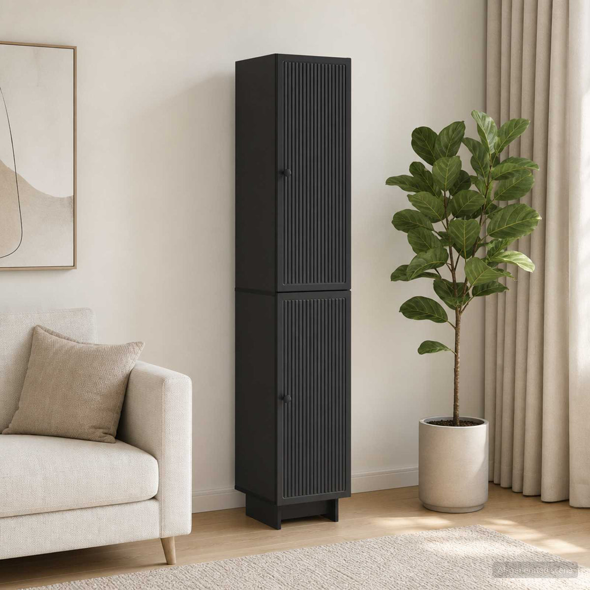 Cabinet Set 2 pcs Black Engineered Wood