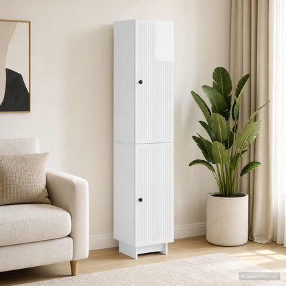 Cabinet Set 2 pcs High Gloss White Engineered Wood