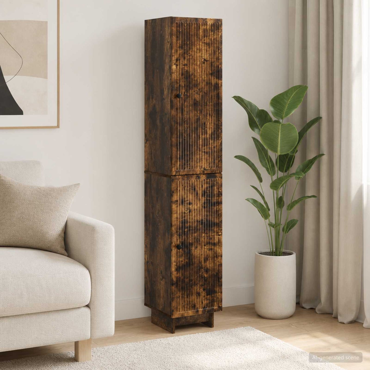 Cabinet Set 2 pcs Smoked Oak Engineered Wood