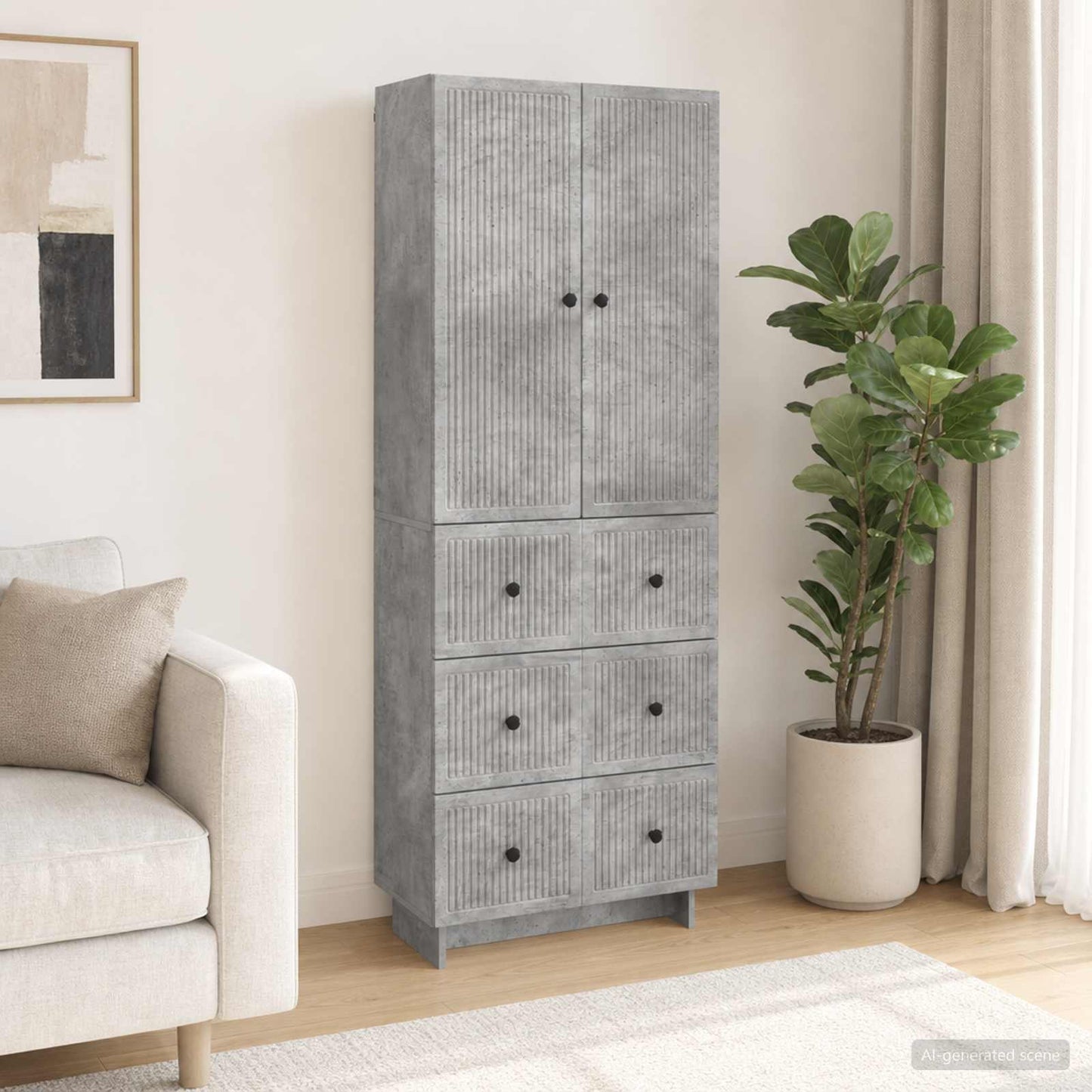 Cabinet Set 2 pcs Concrete Grey Engineered Wood
