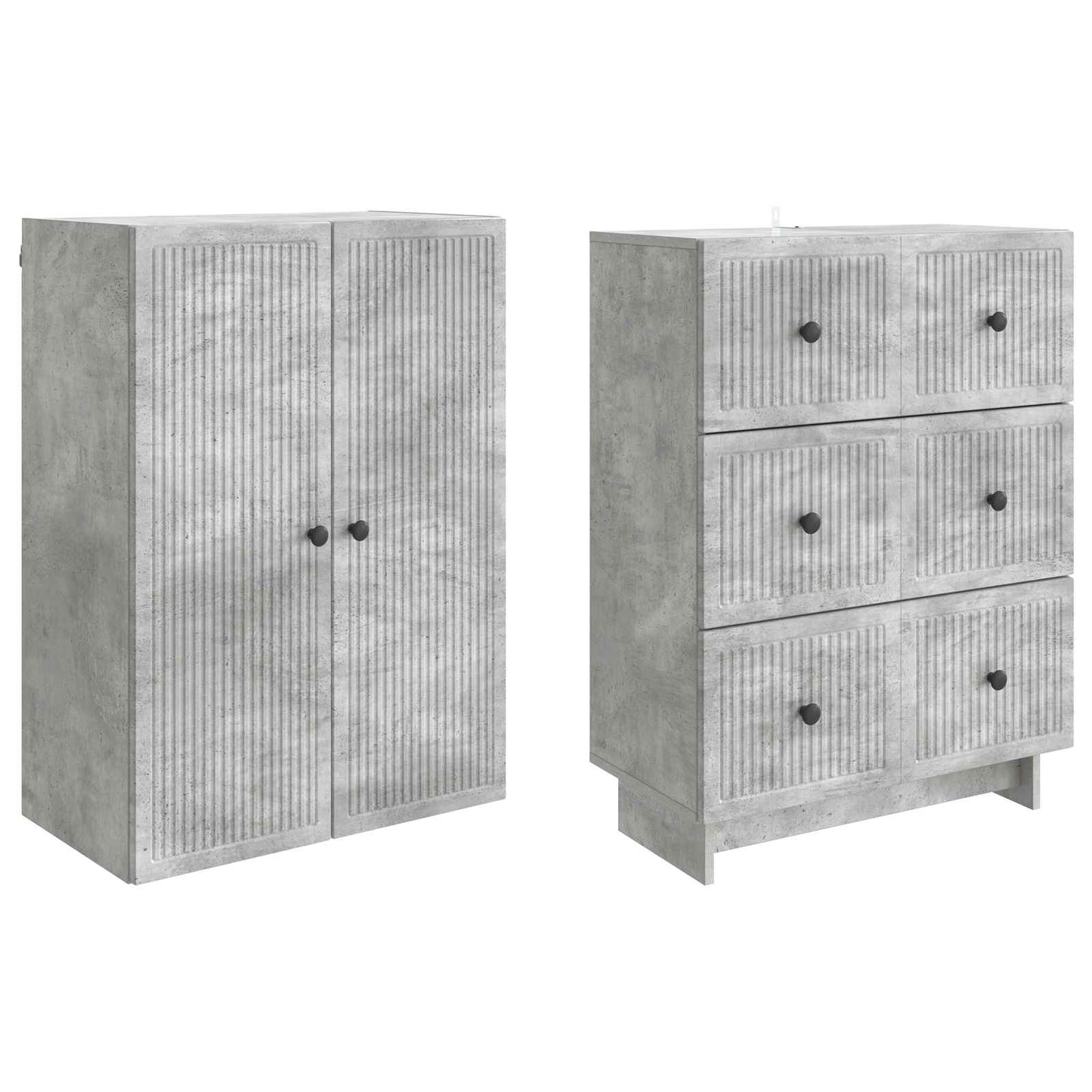 Cabinet Set 2 pcs Concrete Grey 66 x 34.5 x 90 cm
