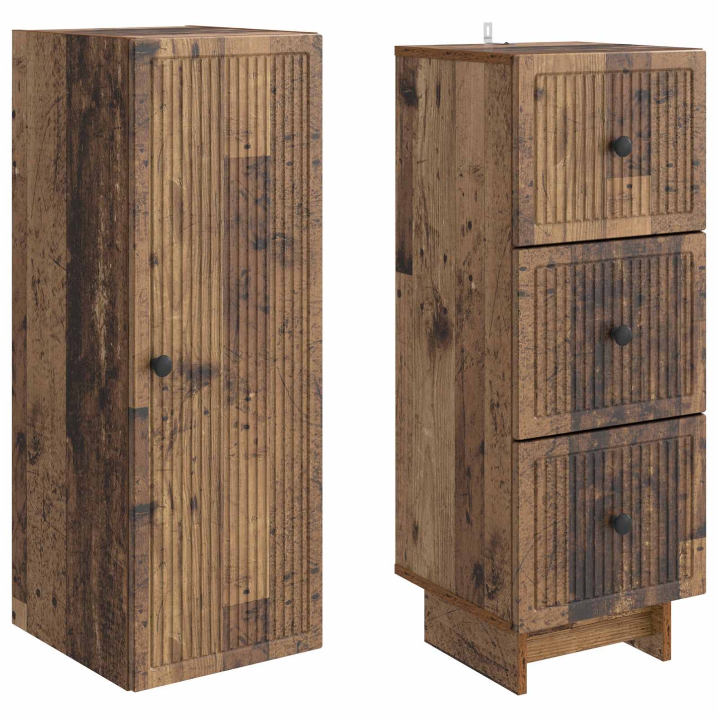Cabinet Set 2 pcs Old Wood 33 x 34.5 x 90 cm Engineered Wood