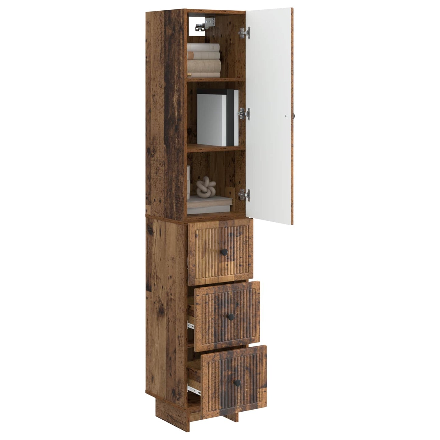 Cabinet Set 2 pcs Old Wood 33 x 34.5 x 90 cm Engineered Wood