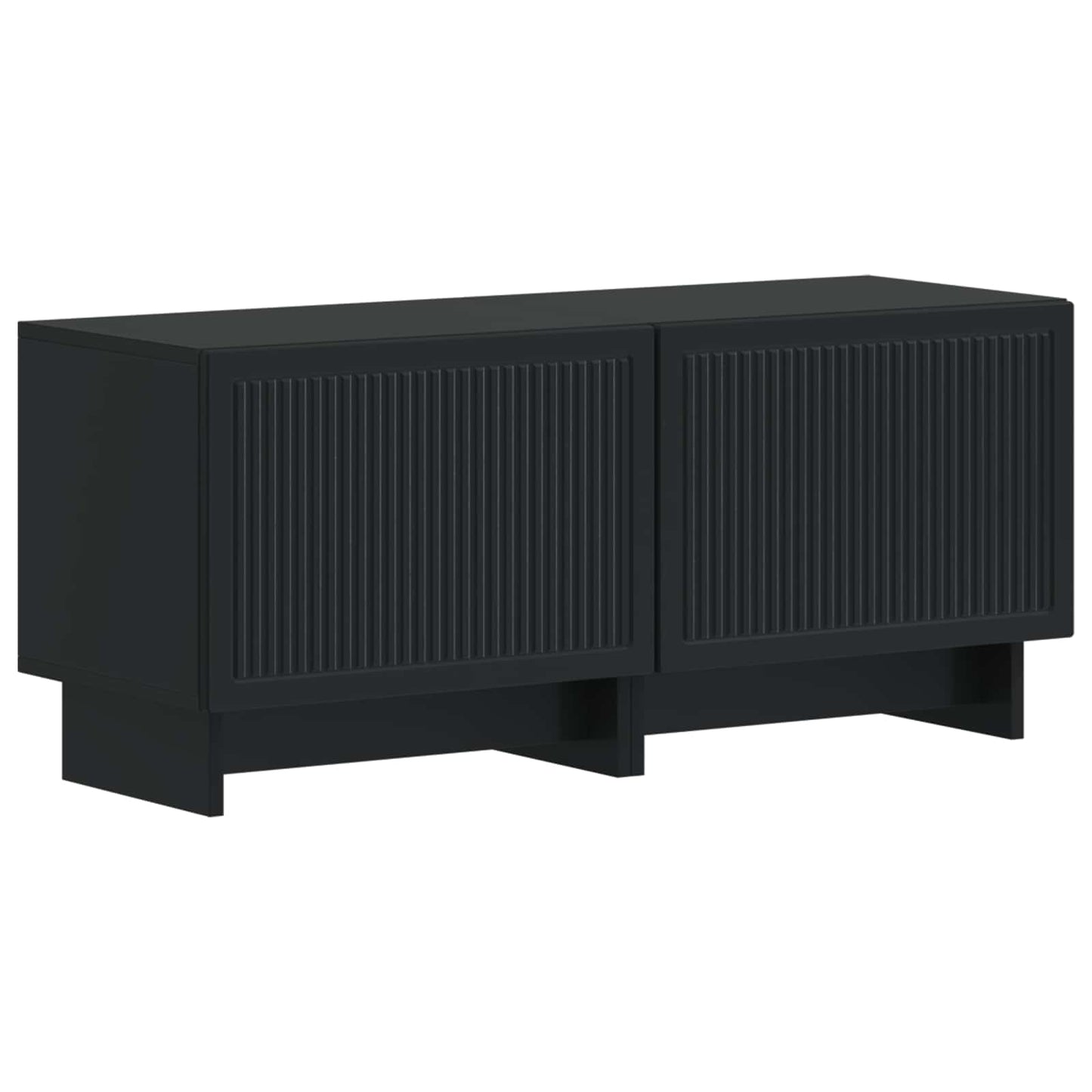 5 Piece LED TV Cabinet Black Engineered Wood