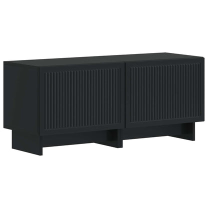 5 Piece LED TV Cabinet Black Engineered Wood