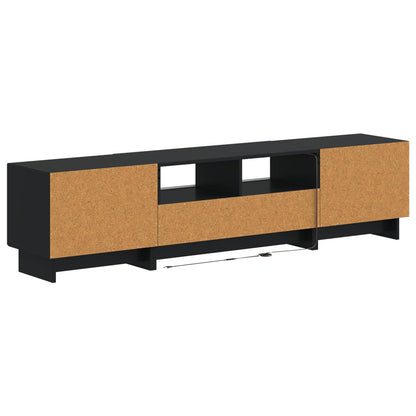 5 Piece LED TV Cabinet Black Engineered Wood