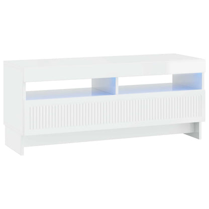 5 Piece LED TV Cabinet High Gloss White Engineered Wood