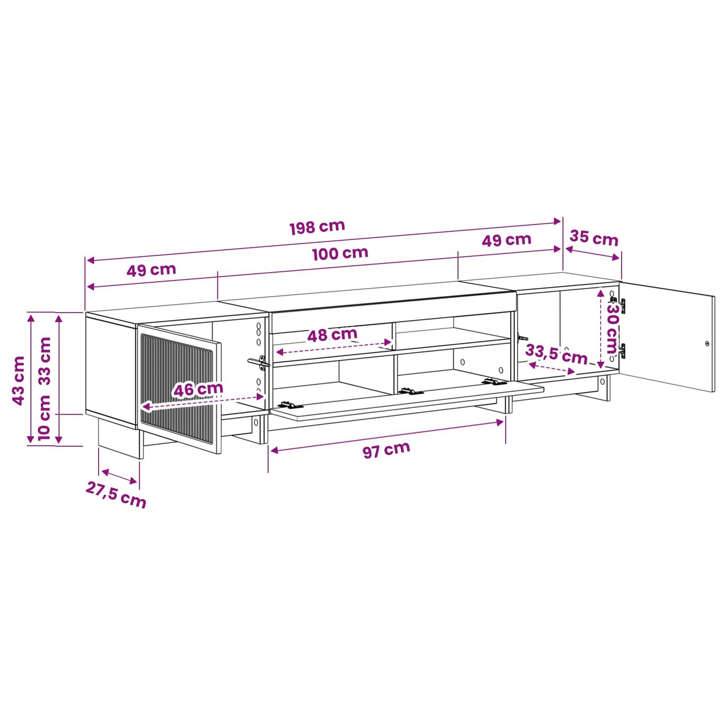 5 Piece LED TV Cabinet High Gloss White Engineered Wood