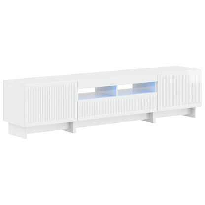 5 Piece LED TV Cabinet High Gloss White Engineered Wood